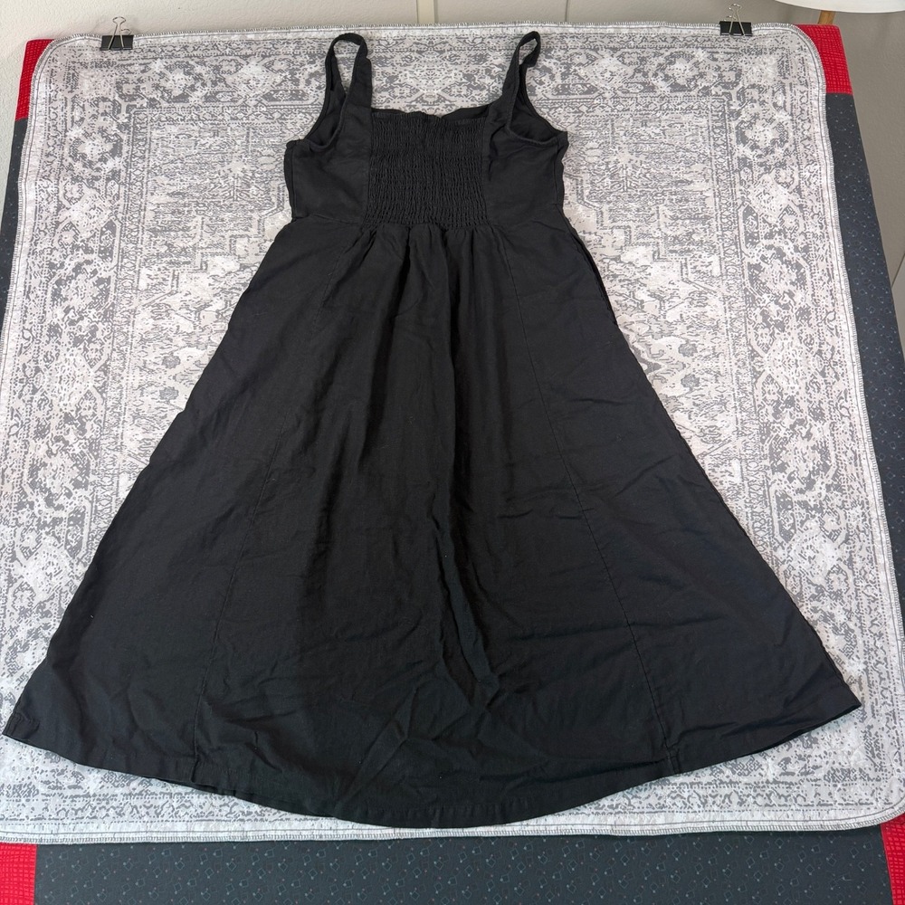 Old Navy Womens Dress Size L Large Black Linen Blend Midi Smocked Tank Sun Dress - Picture 8 of 10